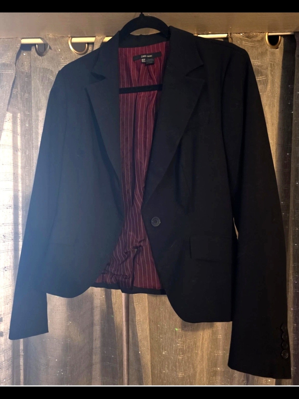 Vintage Zara Basic Women's Black Suit Work Jacket Black Size 8